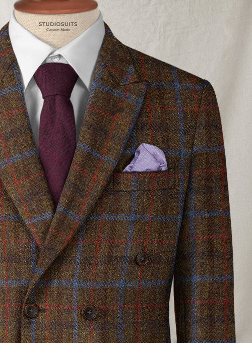 Harris Tweed Brown Checks Double Breasted Suit - Image 3