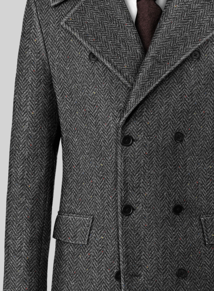 Harris Tweed Charcoal Chevron Tweed GQ Overcoat - Image 2