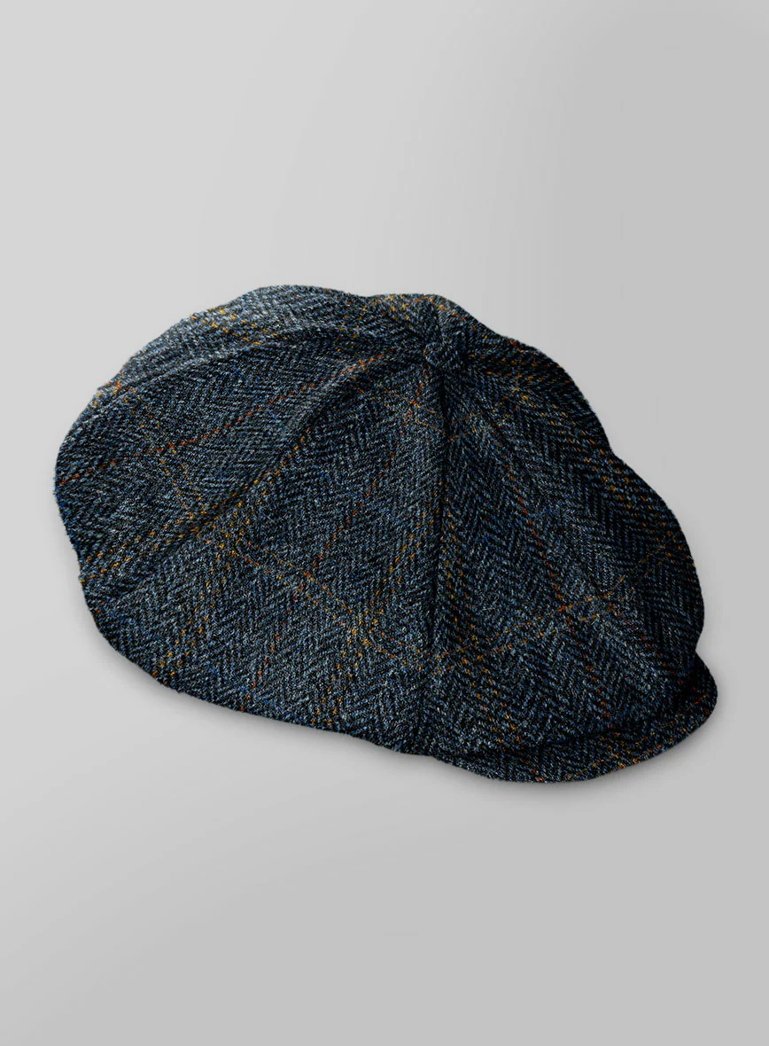 Harris Tweed Country Blue Newsboy Cap - Image 2