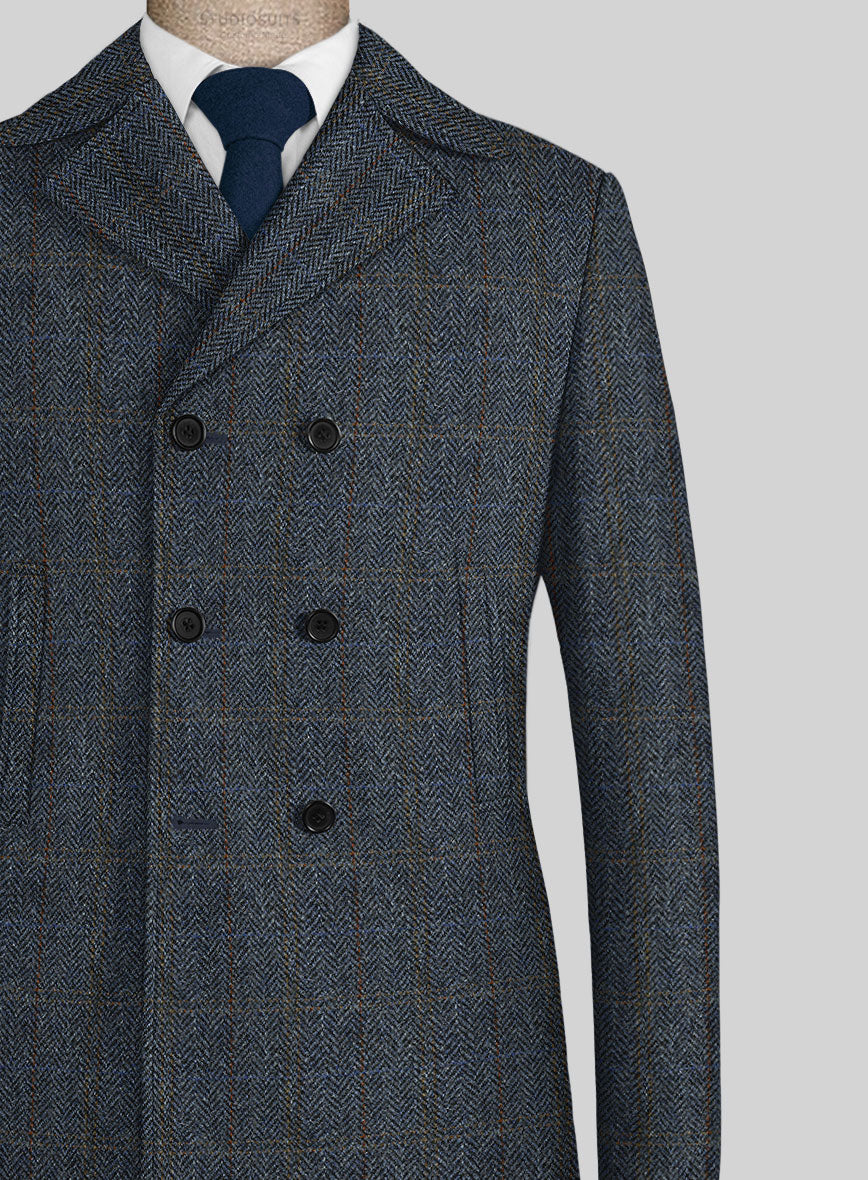 Harris Tweed Country Blue Pea Coat - Image 2
