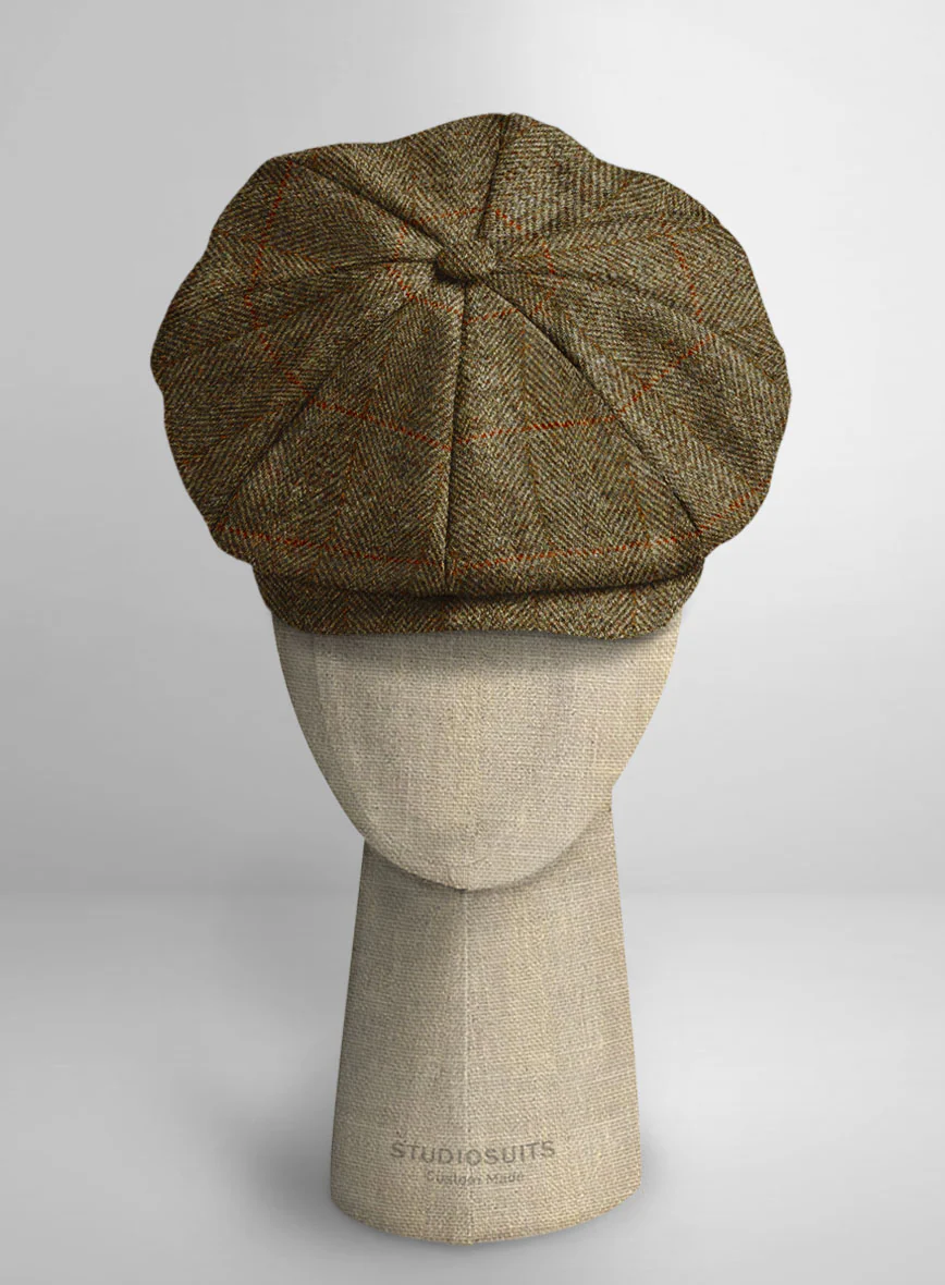 Harris Tweed Country Brown Check Newsboy Cap