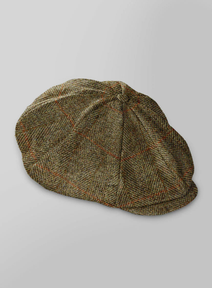Harris Tweed Country Brown Check Newsboy Cap - Image 3