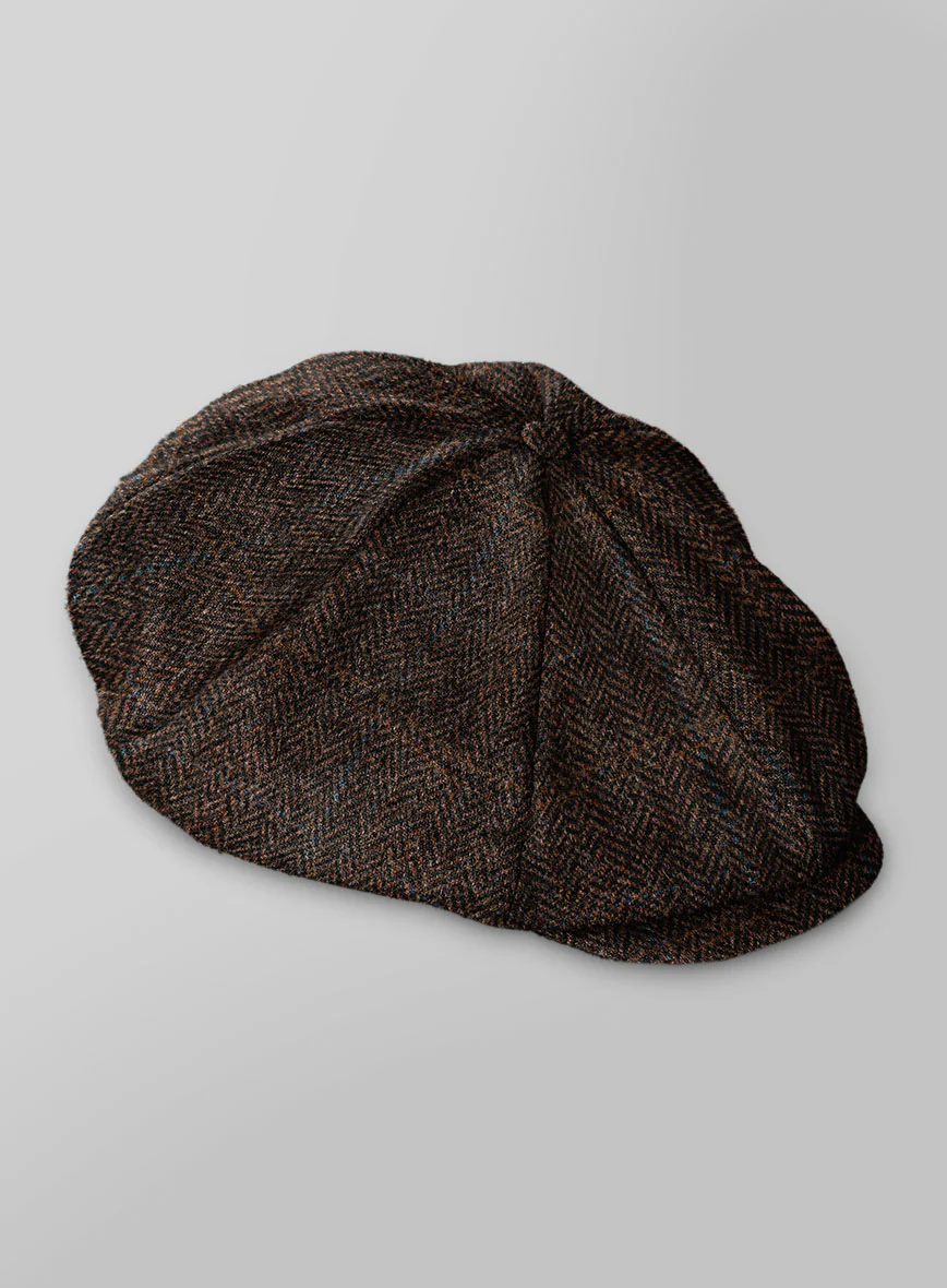 Harris Tweed Country Dark Brown Newsboy Cap - Image 3