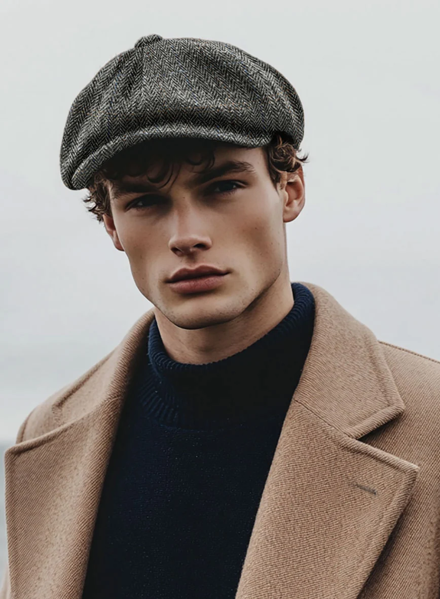 Harris Tweed Country Gray Newsboy Cap - Image 2