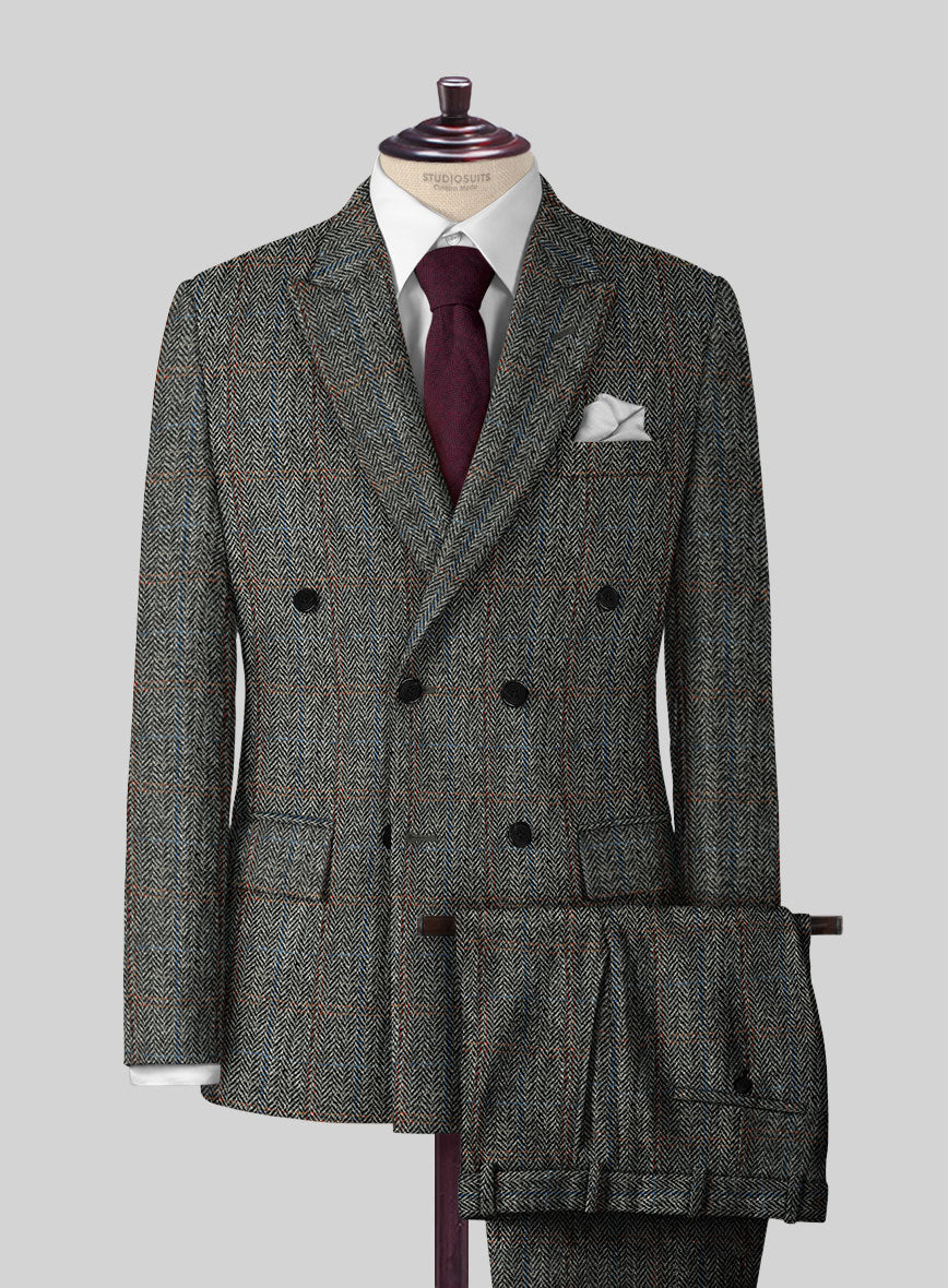 Harris Tweed Country Gray Double Breasted Suit