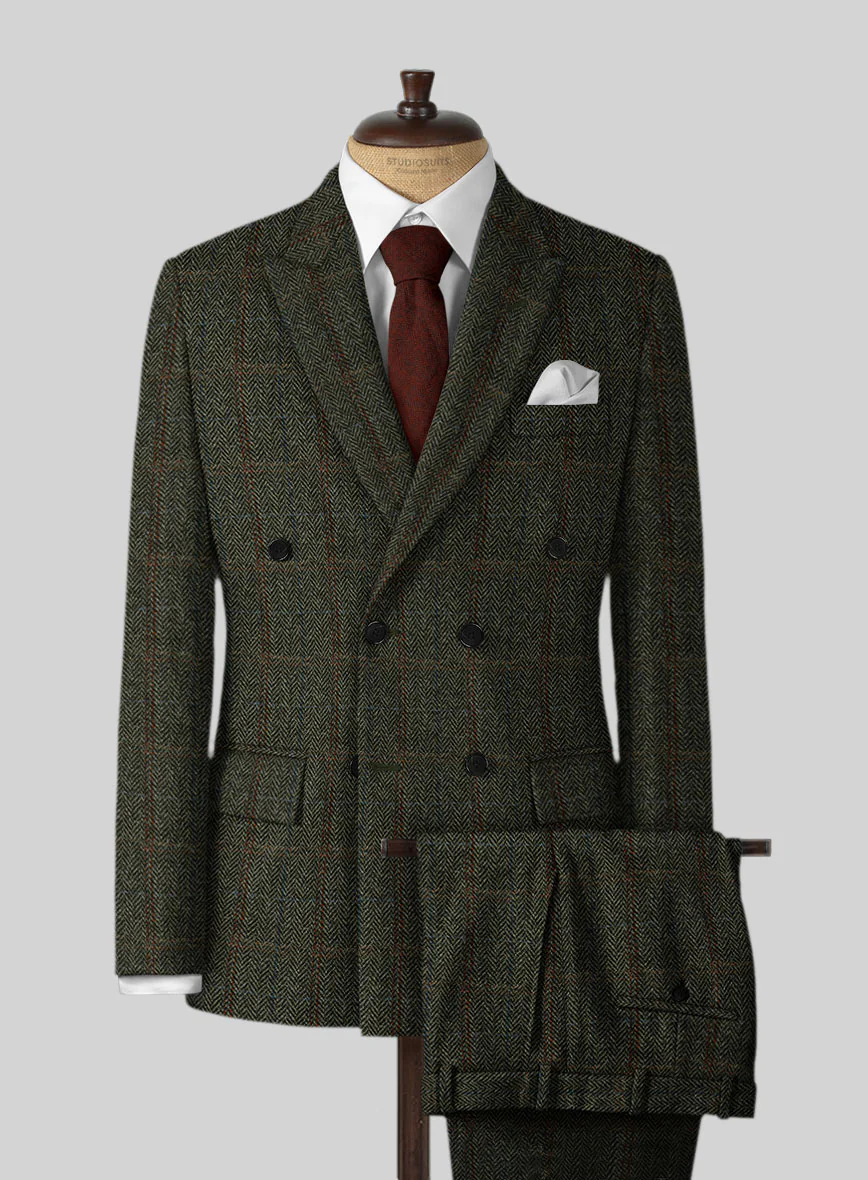 Harris Tweed Country Green Double Breasted Suit