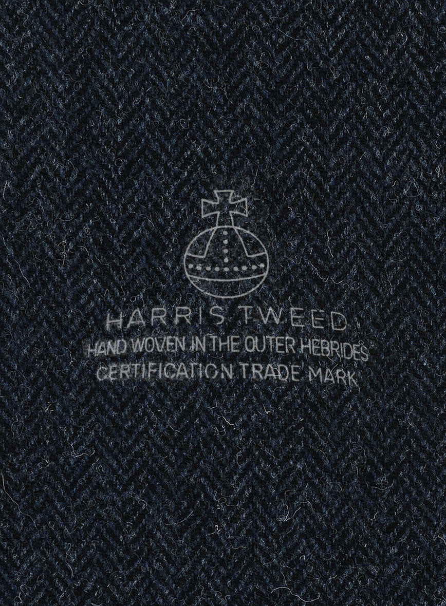 Harris Tweed Dark Blue Herringbone Hunting Vest - Image 6