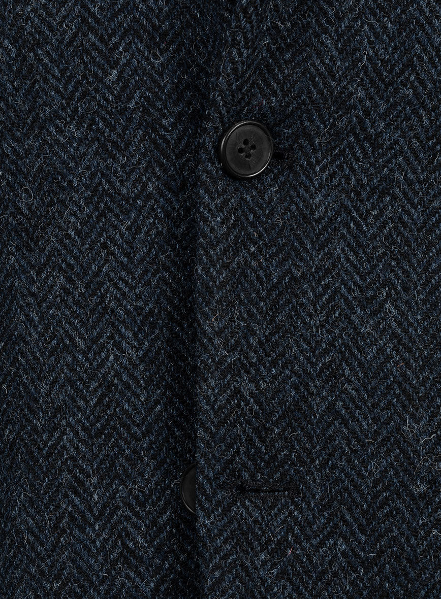 Harris Tweed Dark Blue Herringbone Jacket - Image 6