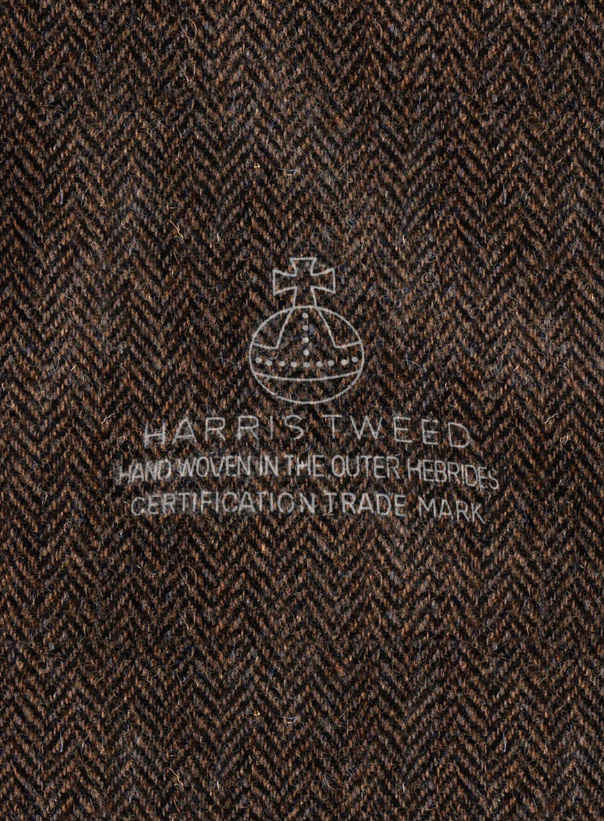 Harris Tweed Dark Brown Herringbone Newsboy Cap - Image 5