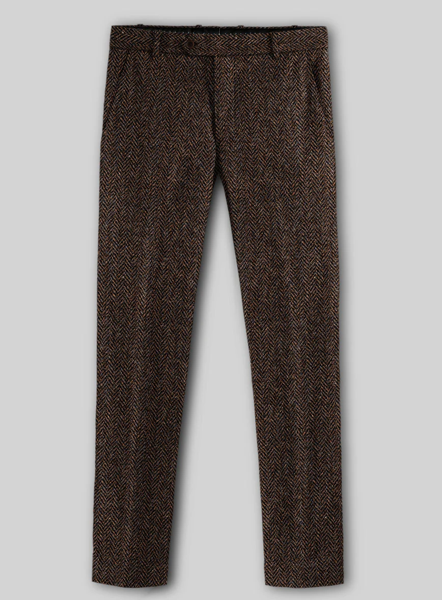 Harris Tweed Dark Brown Herringbone Pants - Image 2