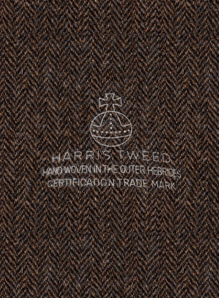Harris Tweed Dark Brown Herringbone Waist Coat - Image 2