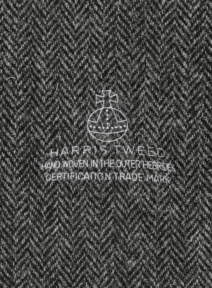 Harris Tweed Dark Gray Herringbone GQ Overcoat - Image 4