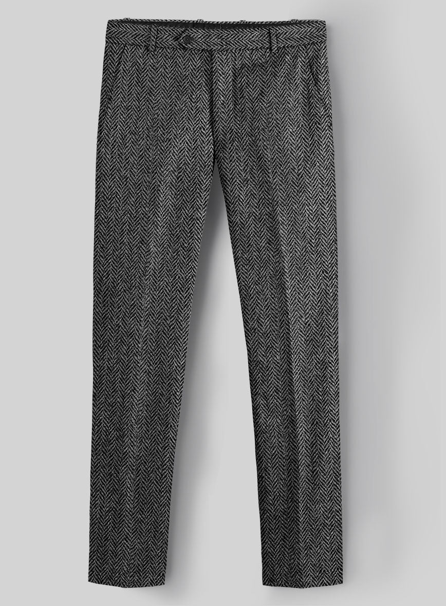 Harris Tweed Dark Gray Herringbone Pants
