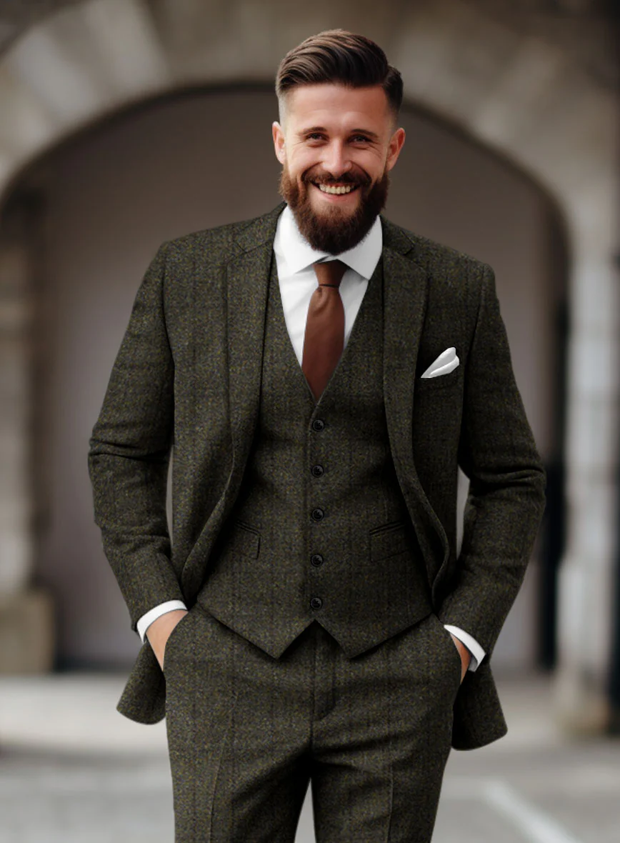 Harris Tweed Dark Green Check Jacket - Image 2