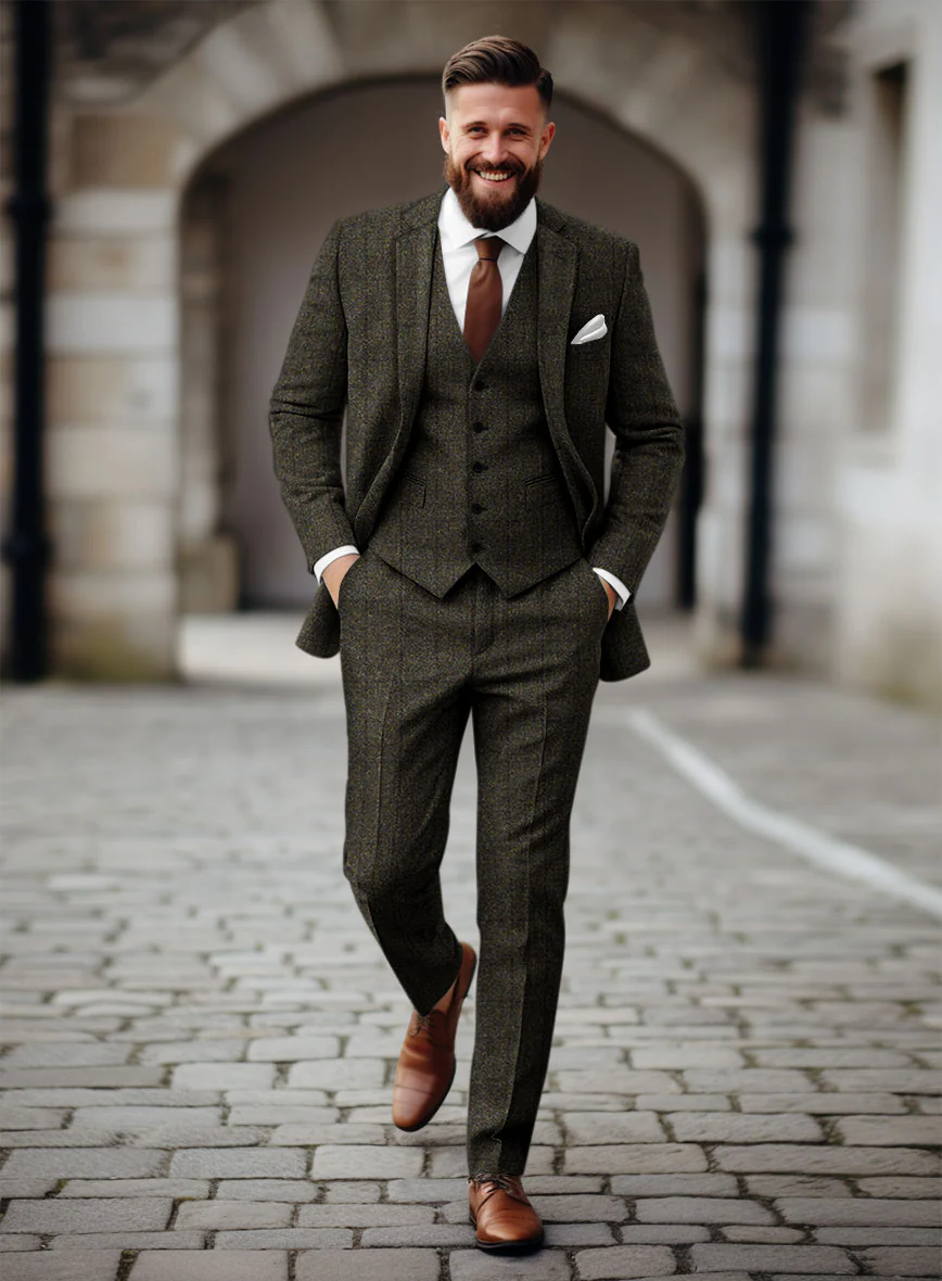 Harris Tweed Dark Green Check Suit - Image 2