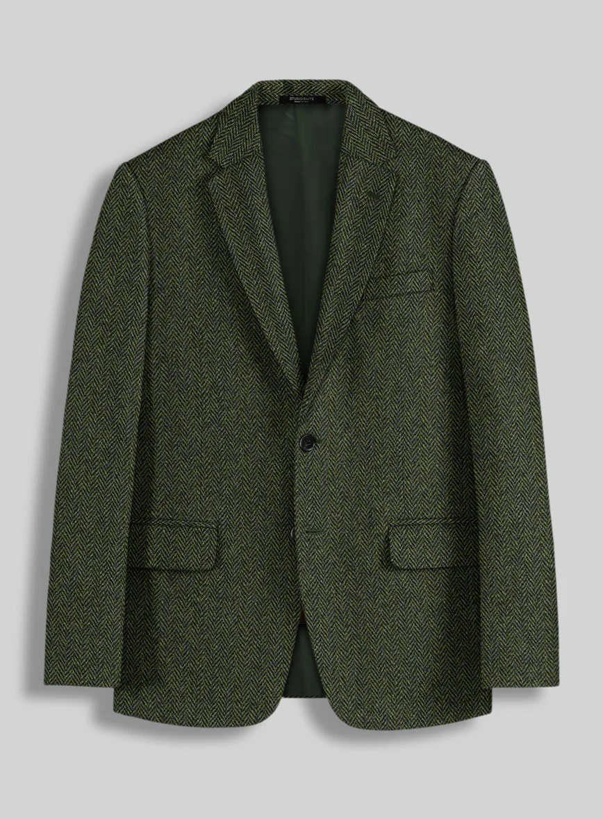 Harris Tweed Forest Green Herringbone Jacket