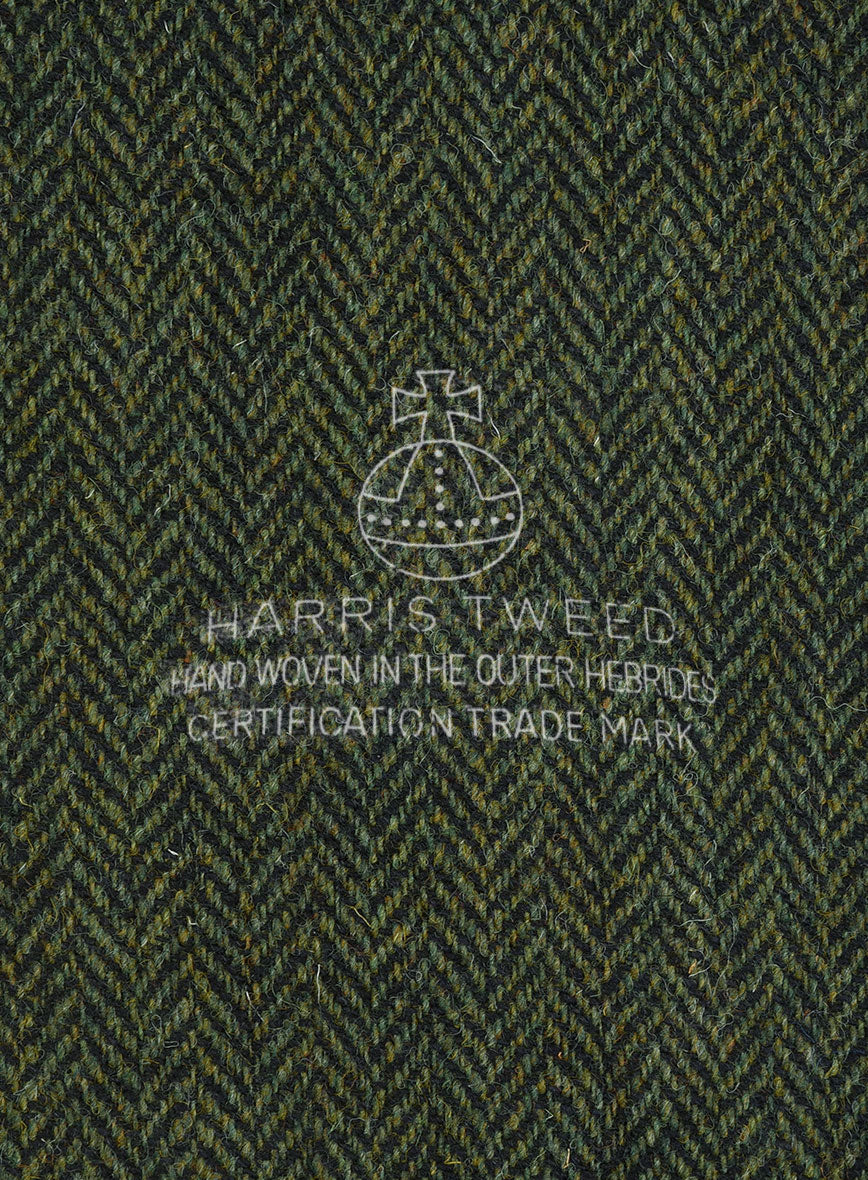 Harris Tweed Forest Green Herringbone Waist Coat - Image 3