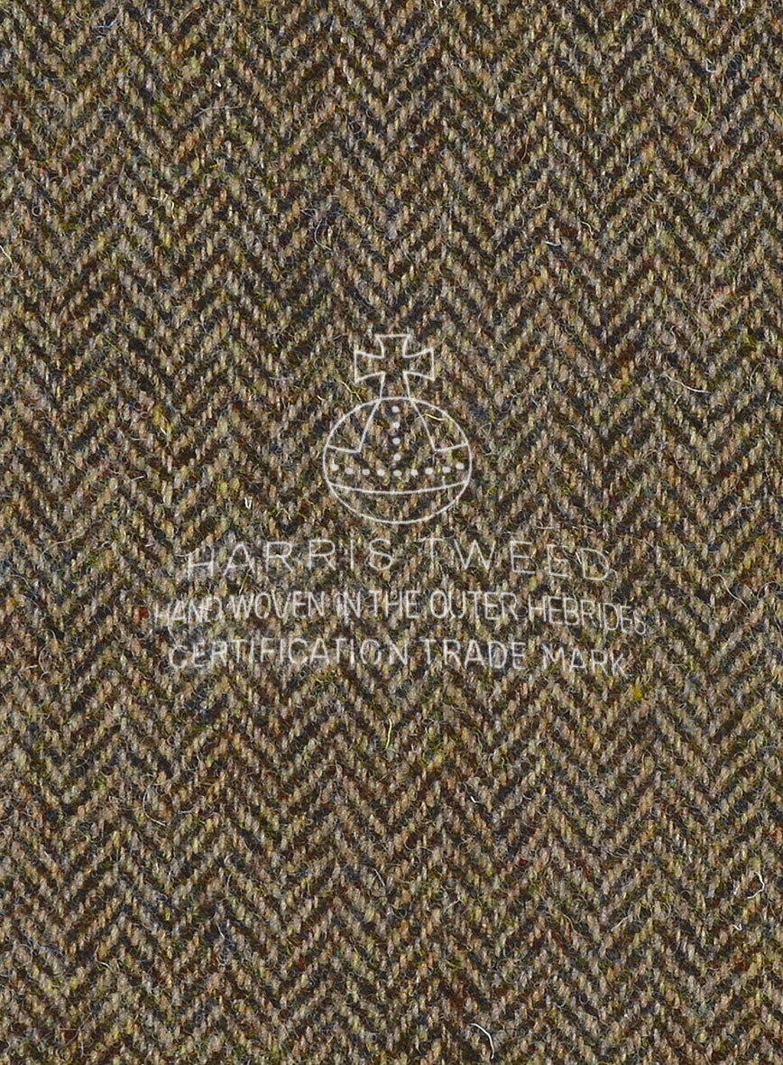 Harris Tweed Hebridean Brown Herringbone Pea Coat - Image 4