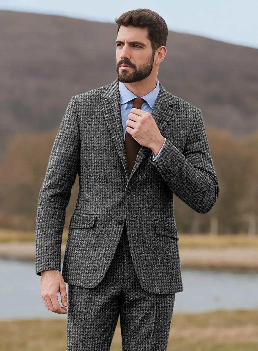 Harris Tweed Houndstooth Dark Gray Jacket - Image 2