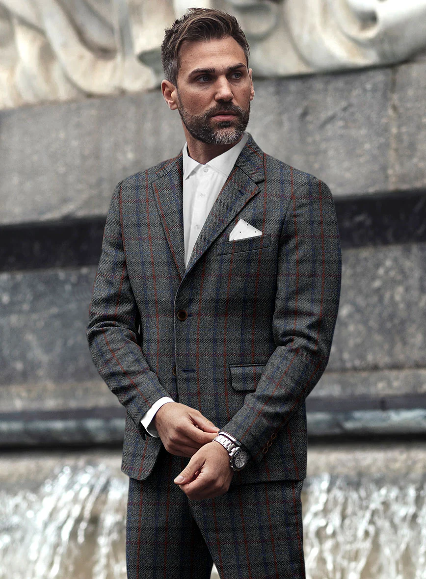 Harris Tweed Ice Blue Check Suit - Image 4