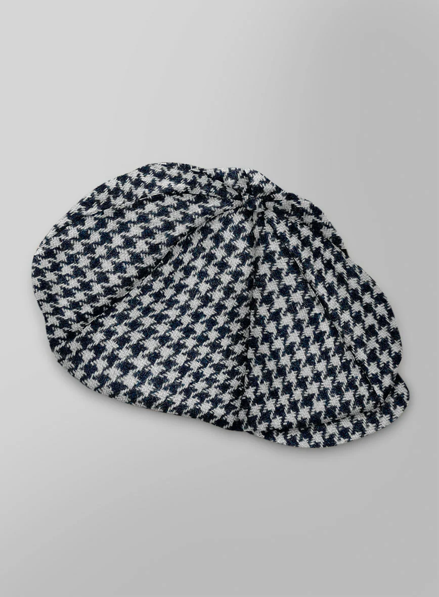 Harris Tweed Indi Blue Houndstooth Newsboy Cap - Image 2