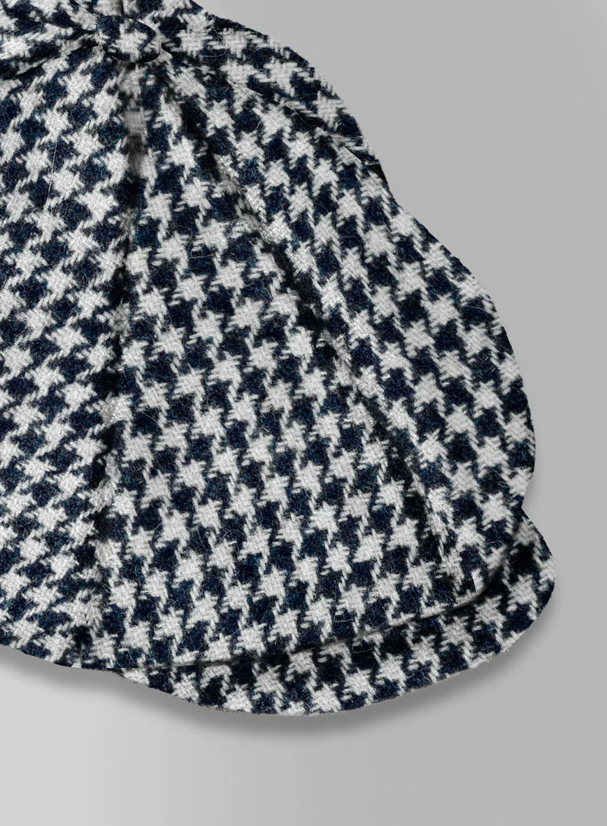 Harris Tweed Indi Blue Houndstooth Newsboy Cap - Image 3