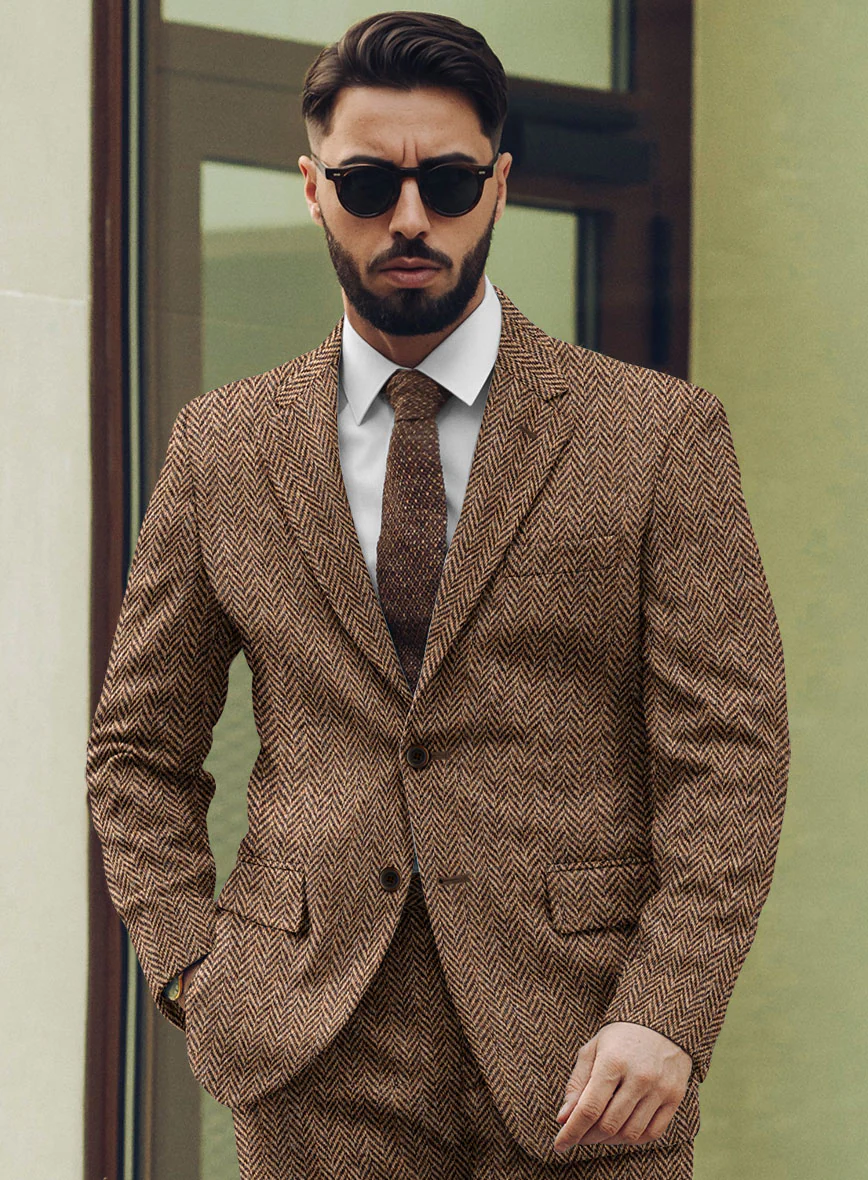 Harris Tweed Irish Brown Herringbone Jacket - Image 2