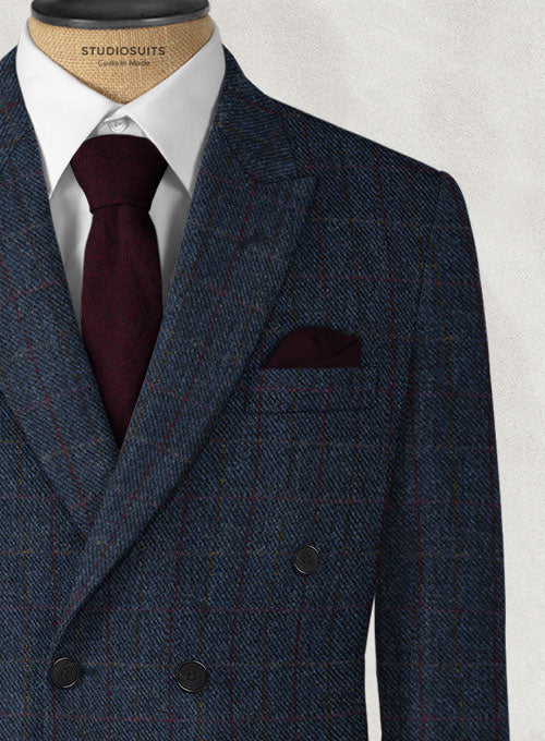 Harris Tweed King Blue Double Breasted Jacket - Image 3