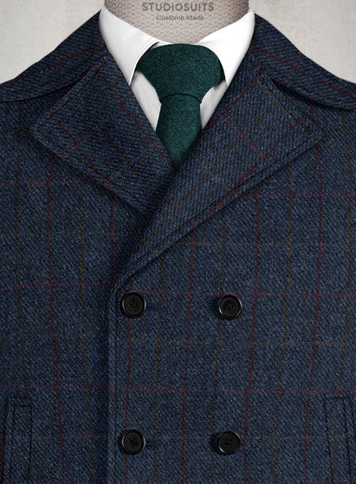 Harris Tweed King Blue Pea Coat - Image 3