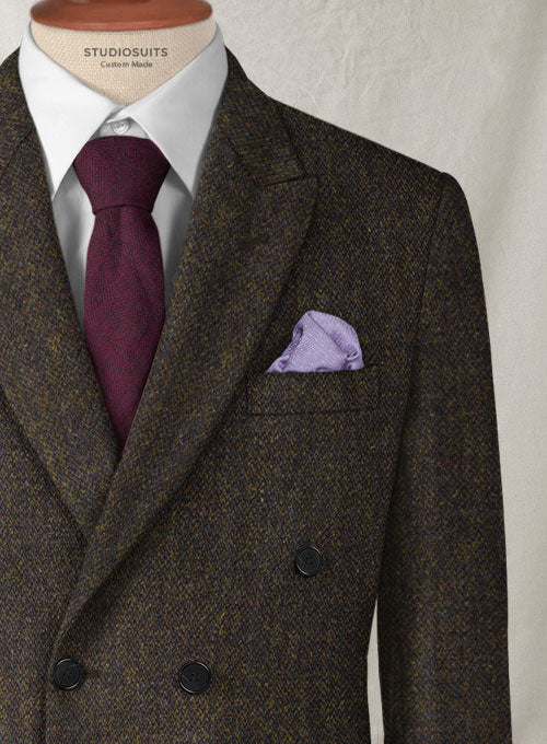 Harris Tweed Melange Brown Double Breasted Jacket - Image 2