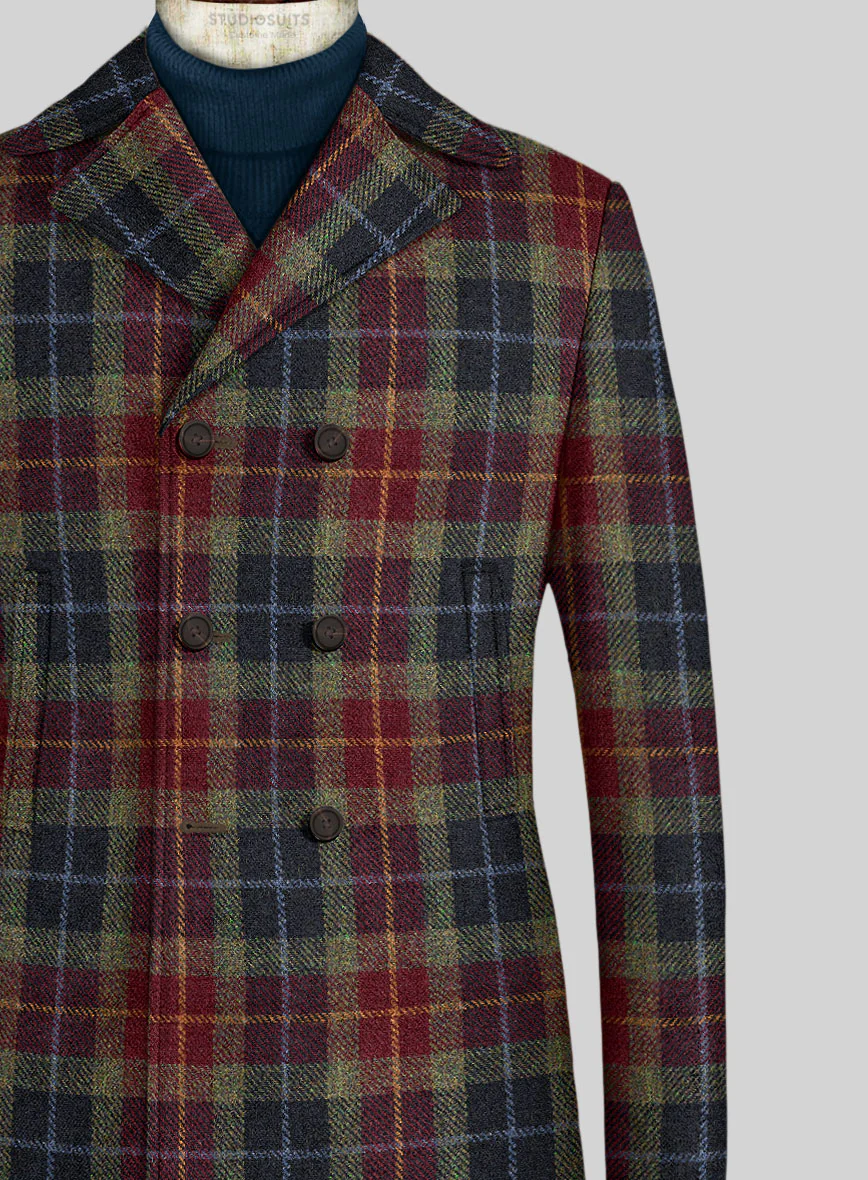 Harris Tweed Oscar Tartan Pea Coat - Image 3