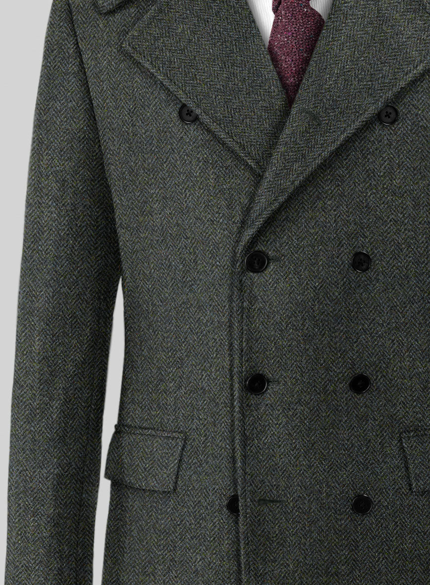Harris Tweed Ridge Blue Herringbone GQ Overcoat - Image 2