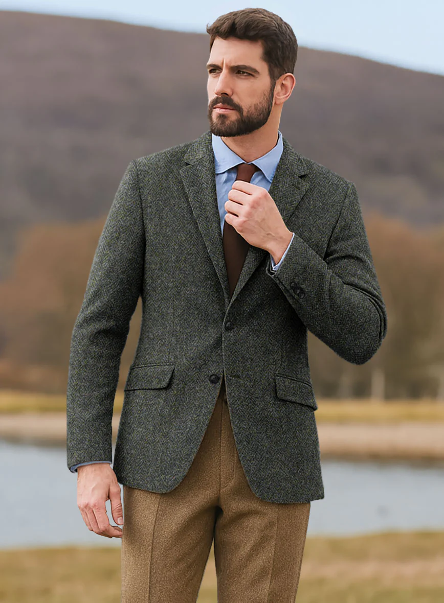 Harris Tweed Ridge Blue Herringbone Jacket - Image 2