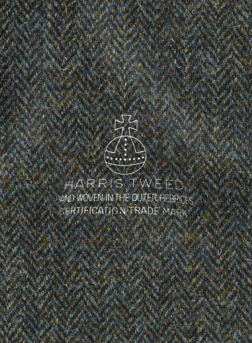 Harris Tweed Ridge Blue Herringbone Newsboy Cap - Image 4