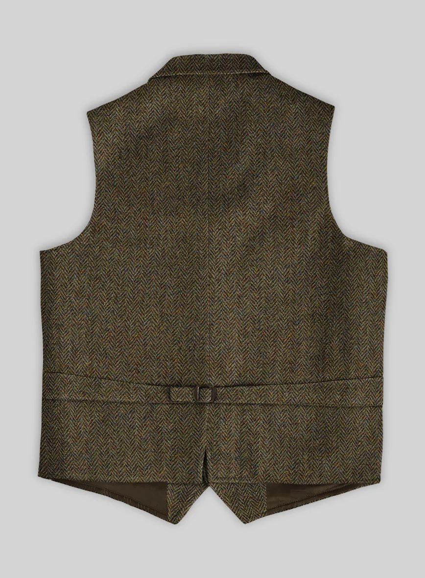 Harris Tweed Ridge Brown Herringbone Hunting Vest - Image 3