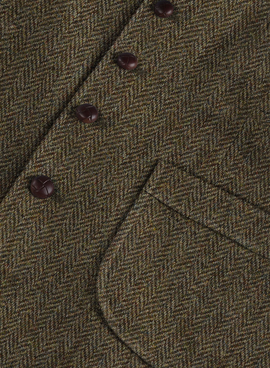 Harris Tweed Ridge Brown Herringbone Hunting Vest - Image 4