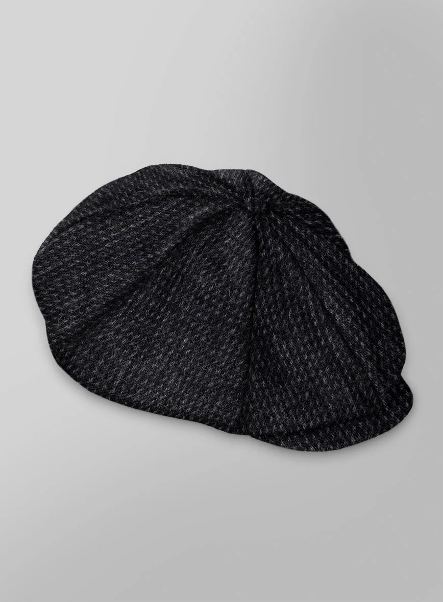 Harris Tweed Rope Dark Blue Newsboy Cap - Image 2