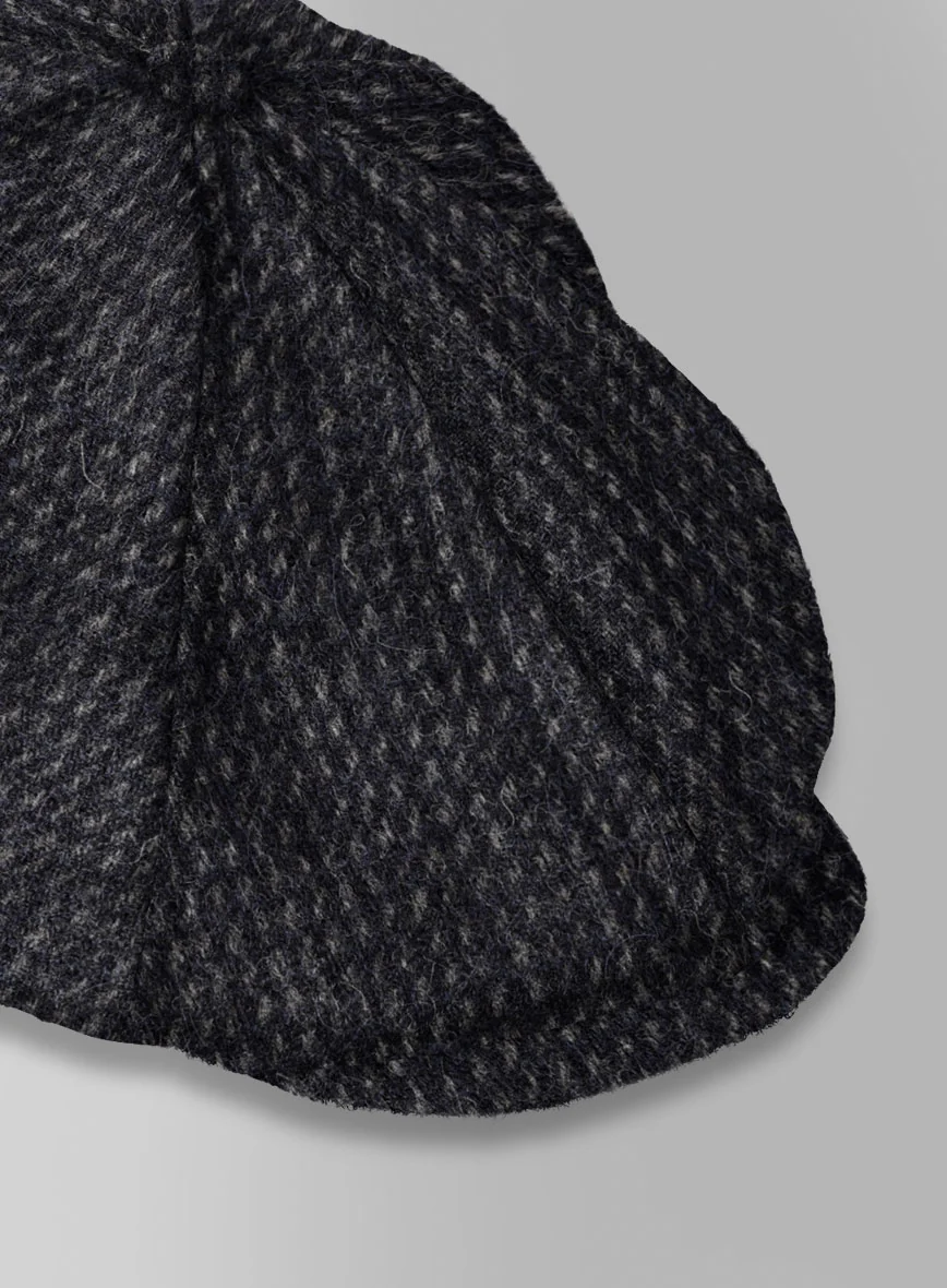 Harris Tweed Rope Dark Blue Newsboy Cap - Image 3
