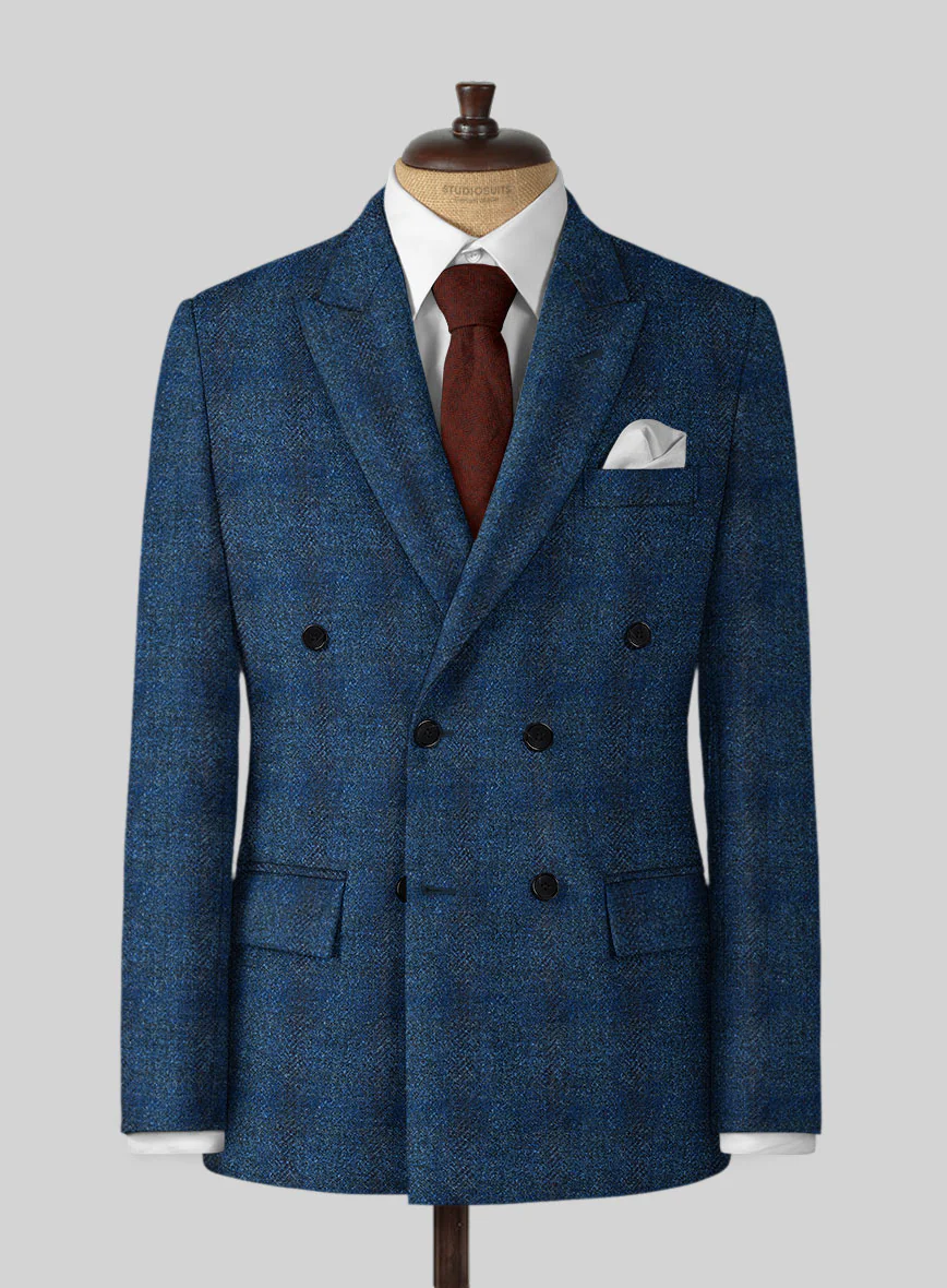 Harris Tweed Scot Blue Double Breasted Jacket