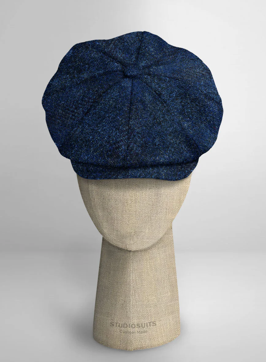 Harris Tweed Scot Blue Newsboy Cap