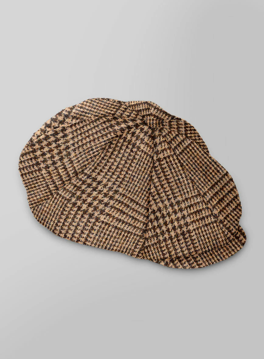 Harris Tweed Tan Glen Newsboy Cap - Image 3