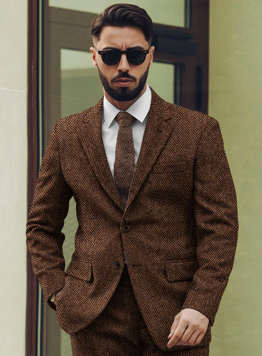 Harris Tweed Walnut Herringbone Suit - Image 4