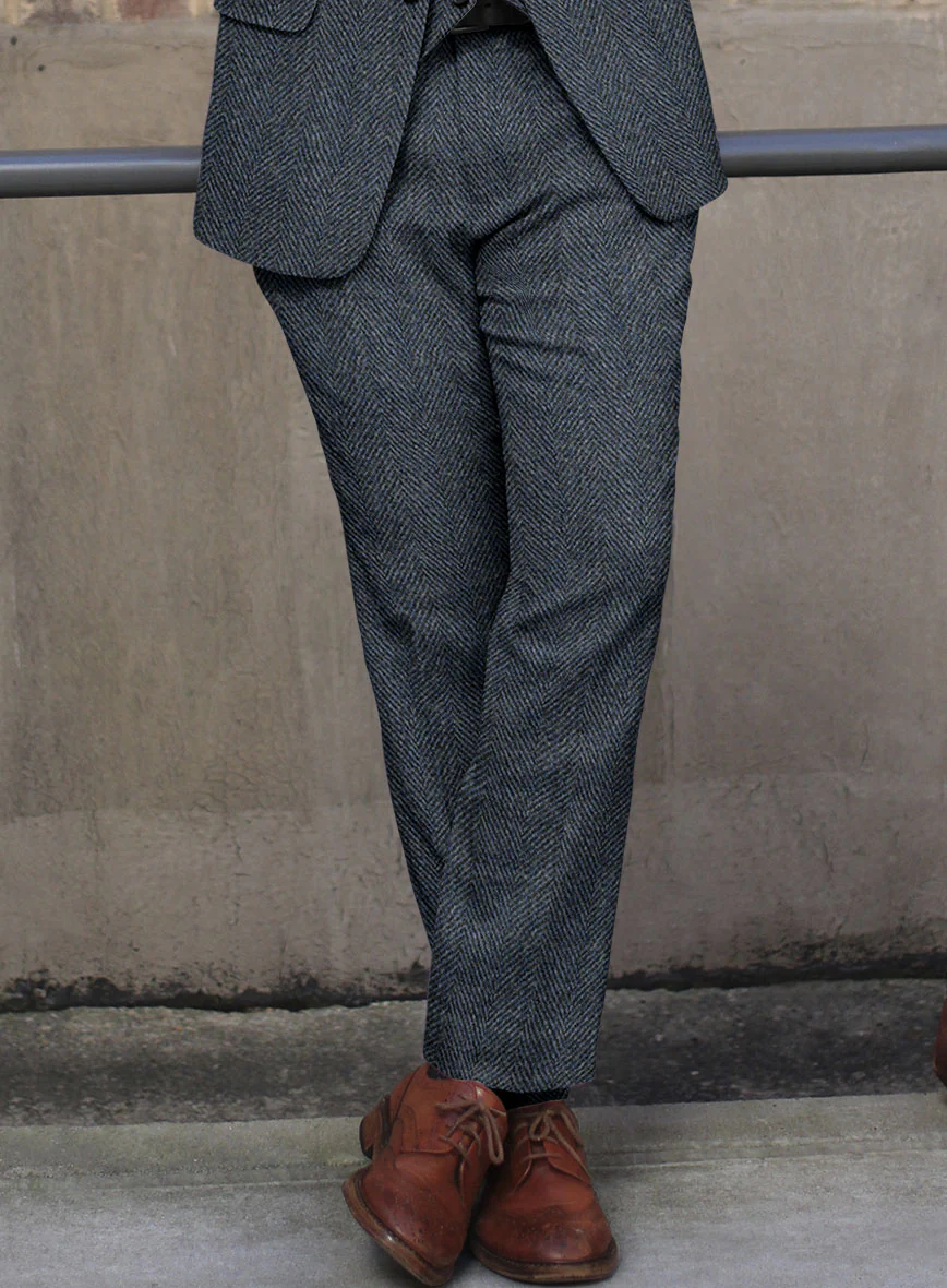 Harris Tweed Wide Herringbone Blue Suit - Image 4