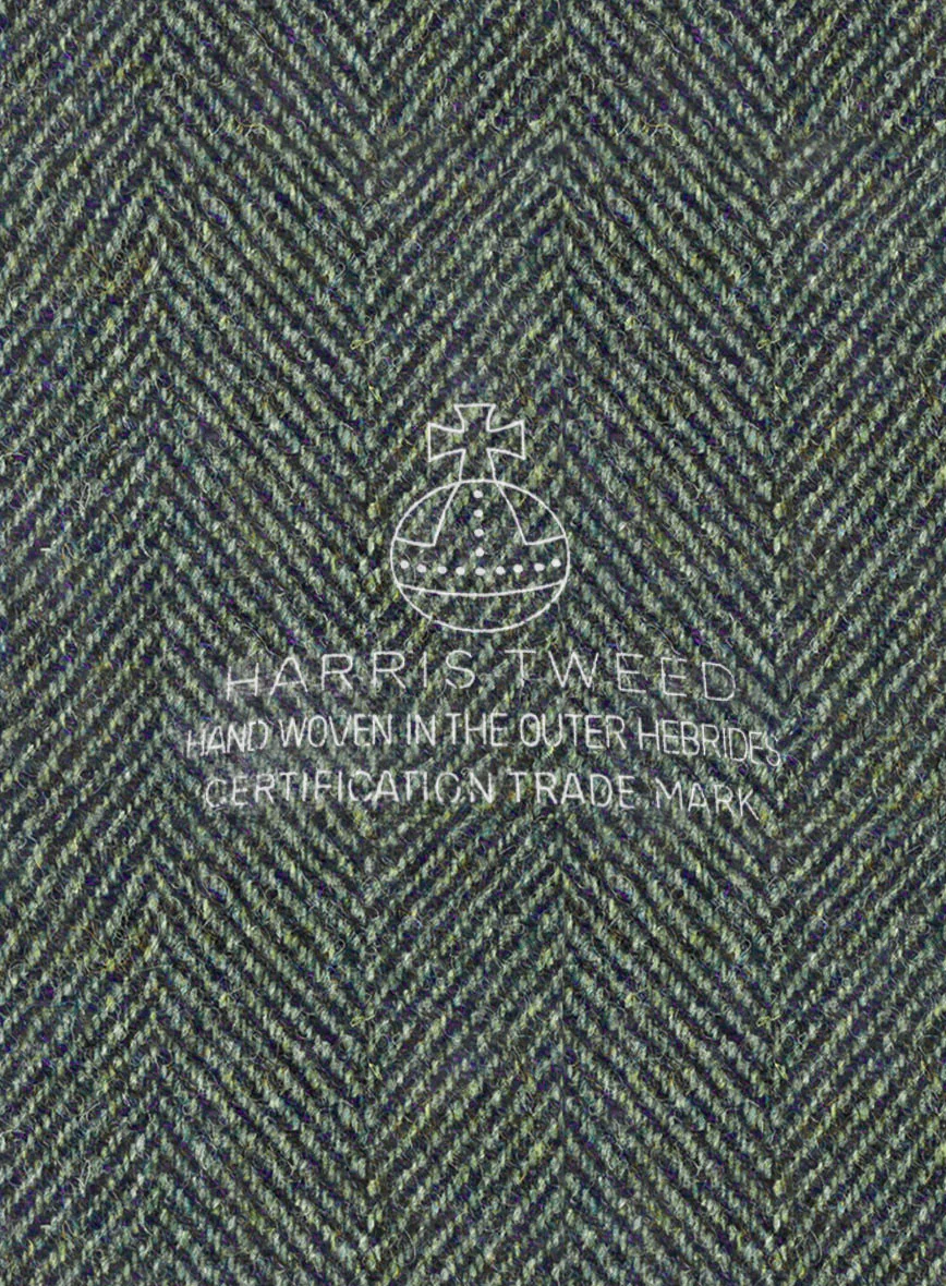 Harris Tweed Wide Herringbone Green Double Breasted Suit - Image 4