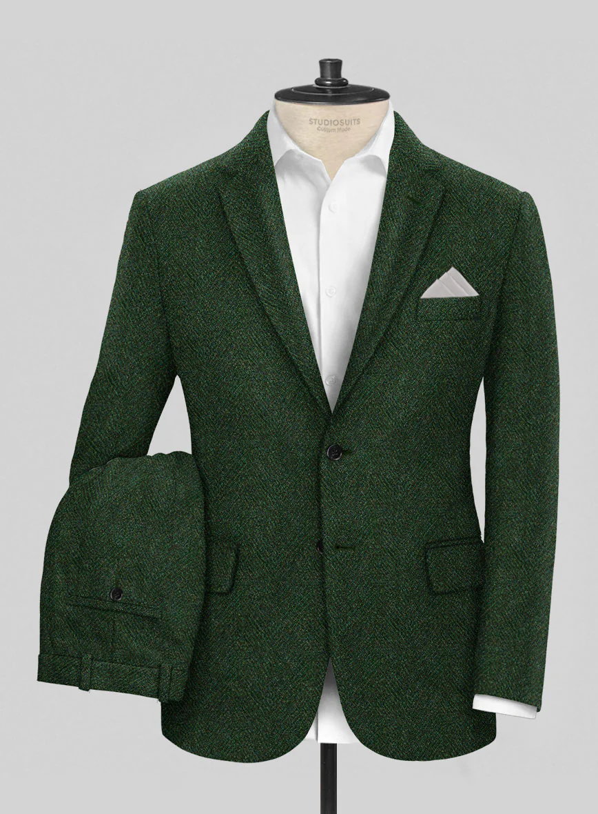 Harris Tweed Wide Herringbone Royal Green Suit - Image 2