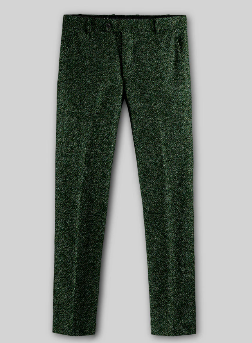 Harris Tweed Wide Herringbone Royal Green Pants - Image 2