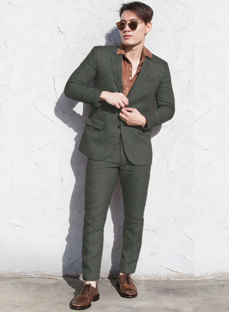 Heavy Linen Green Suit - Image 2