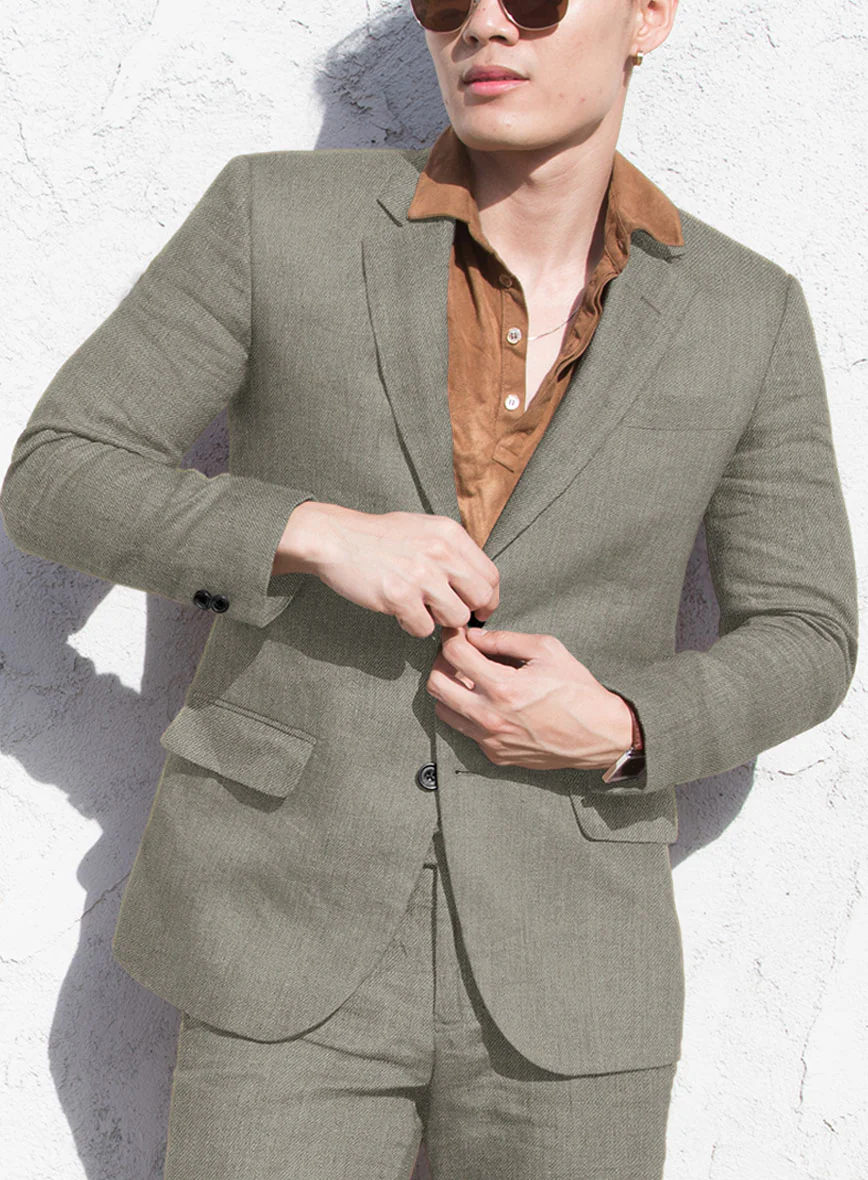 Heavy Linen Sage Green Suit - Image 4