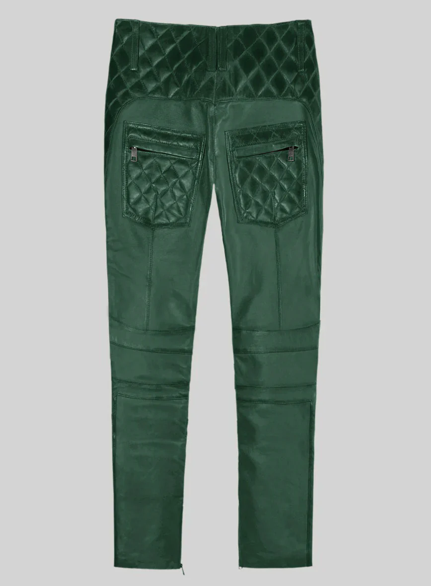 Hector Burnt Green Leather Pants - Image 2