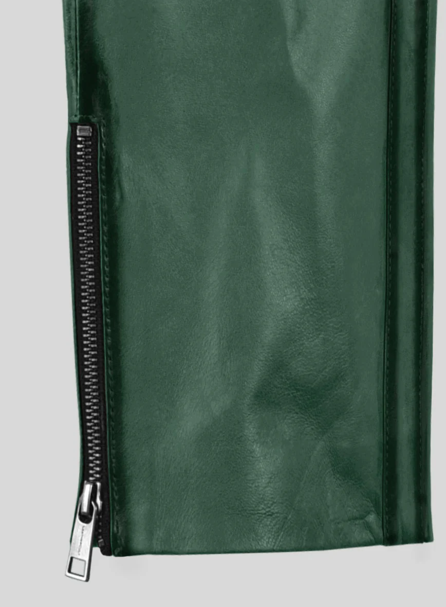 Hector Burnt Green Leather Pants - Image 3